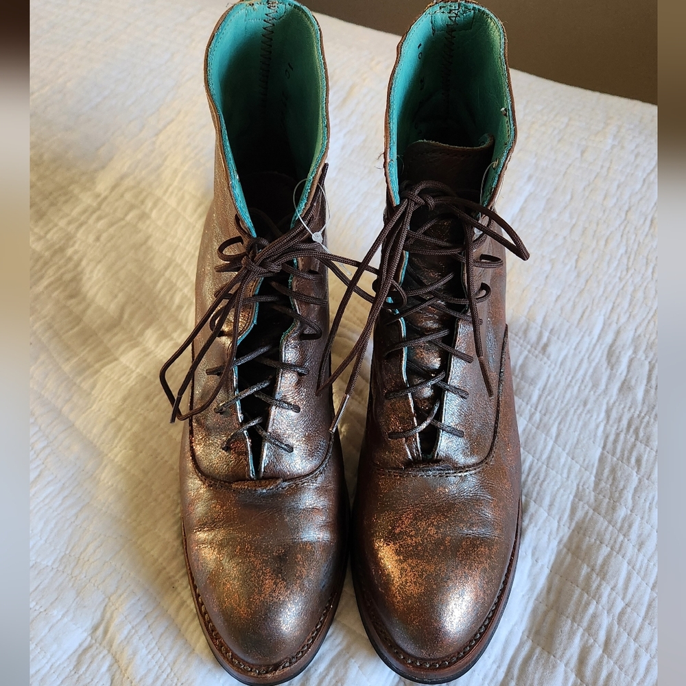 PS KAUFMAN crosswalk distressed boho witchy Victorian handmade leather Boot 10